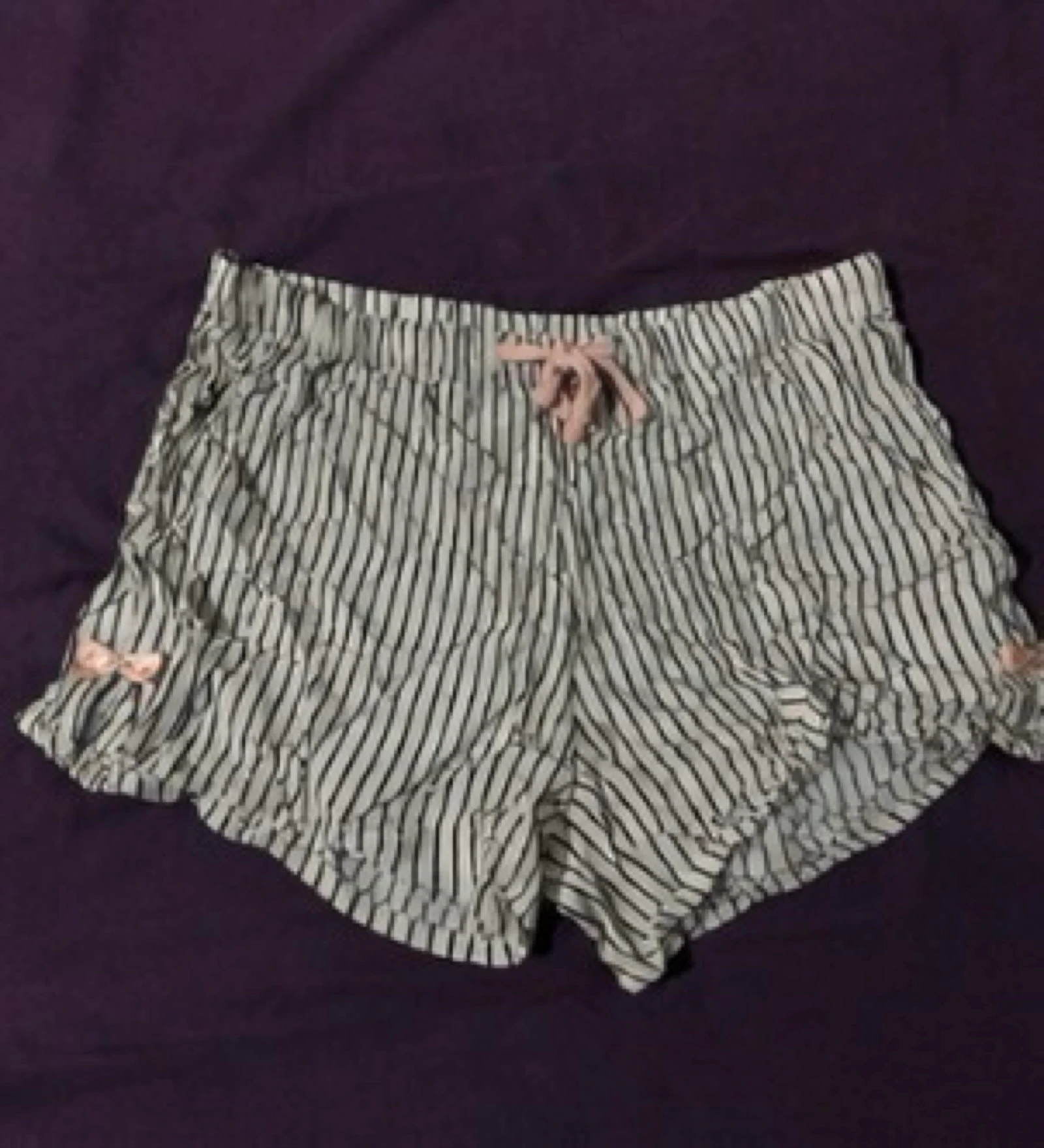 Esmara Lingerie White and Blue Striped Night Shorts with Ruffles Size 44/46 Comfortable – photo 2